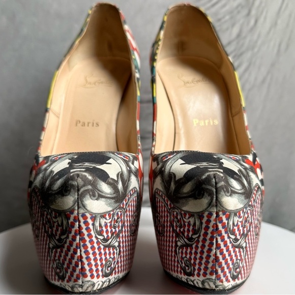 🌺CHRISTIAN LOUBOUTIN 👠Daffodil Multicolor 160mm Print Fabric Platform sz: 38.5 - Picture 11 of 17